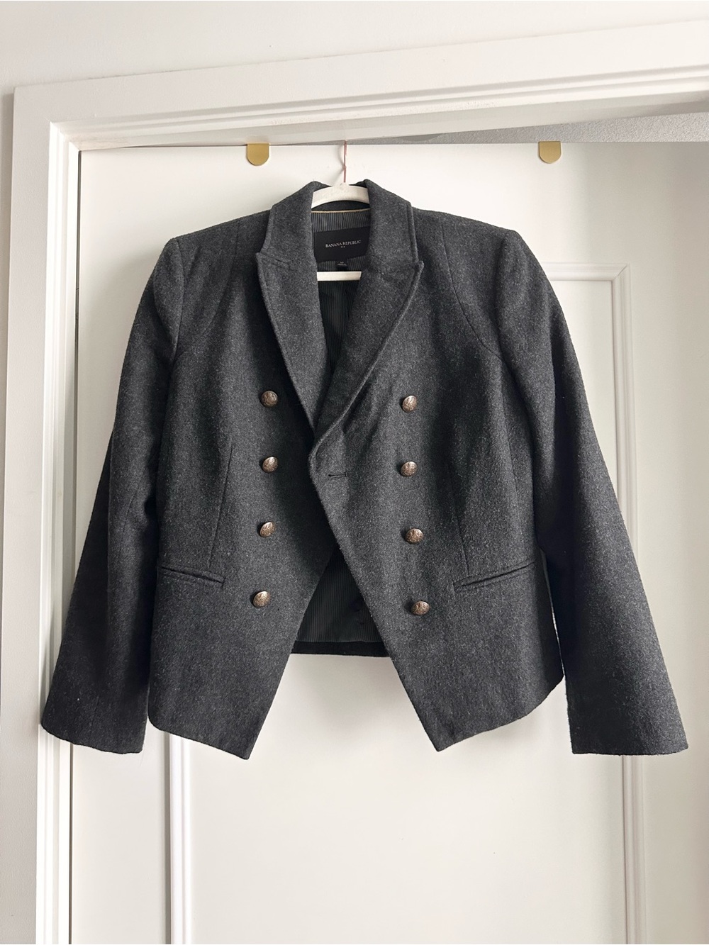 Banana Republic Wool-Blend Double-Breasted Women's Blazer Jacket - Charcoal